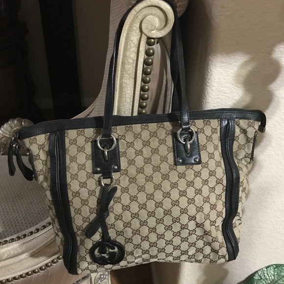 AUTHENTIC USED brown  GUCCI  bag CANVAS GG LEATHER - Picture 1 of 8